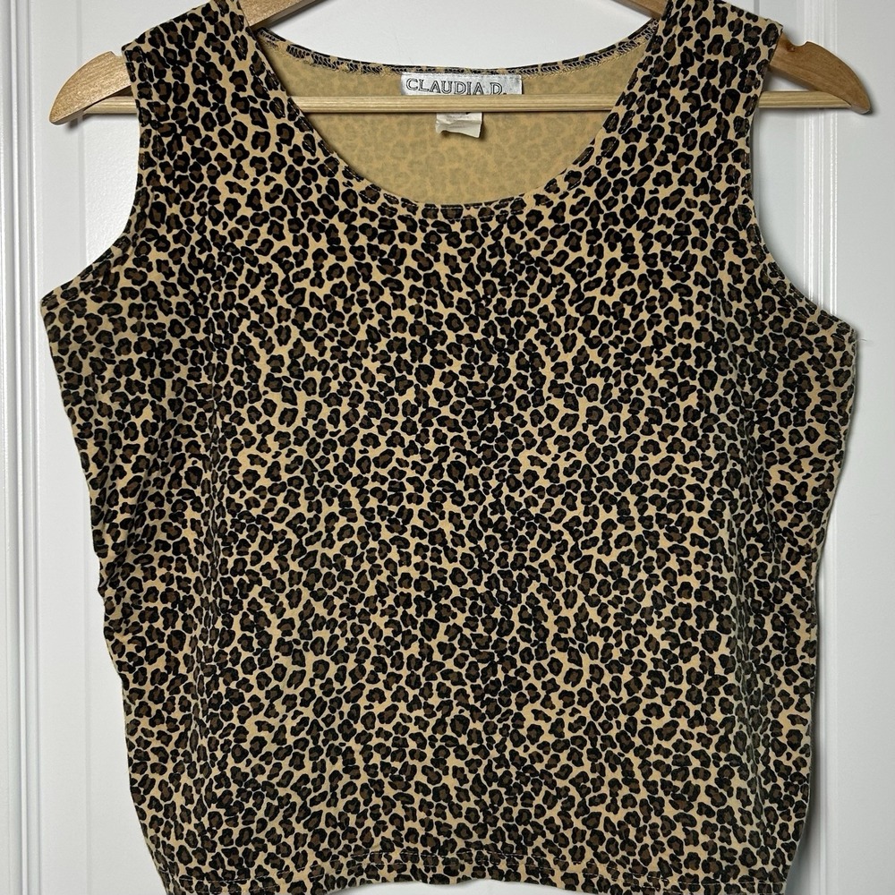 Claudia D Vintage Made in USA Leopard Print Tank Top Mob Wife Maximalist Style
